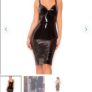 House of CB patent leather and mesh dress